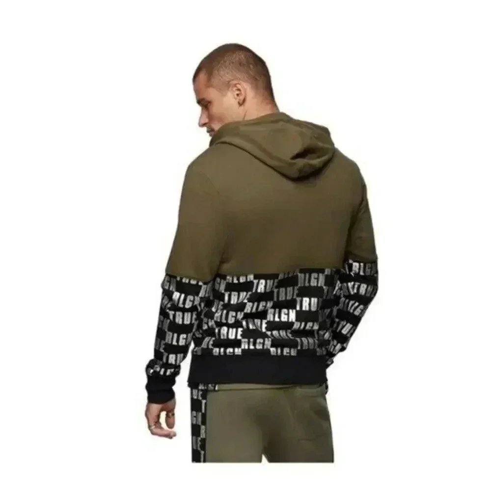 True Religion Green & Black Logo Hooded Sweatshirt M